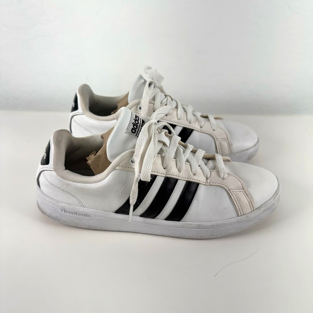 Adidas‎ Cloudfoam Advantage Women's White Black Stripes Sneakers Size 9.5 - Picture 7 of 16